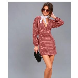 Amuse Society Arrowhead Rusty Rose Long Sleeve Mini Dress XS